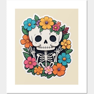 Cute floral kawaii skeleton No.15 Posters and Art